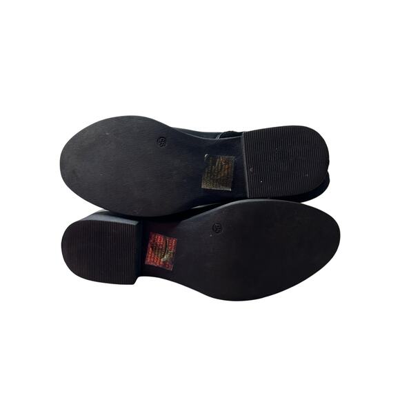 Black Size 9.5 Black Raelynn Faux Suede Buckled Block Heel Knee High Fall Boot - Picture 6 of 14